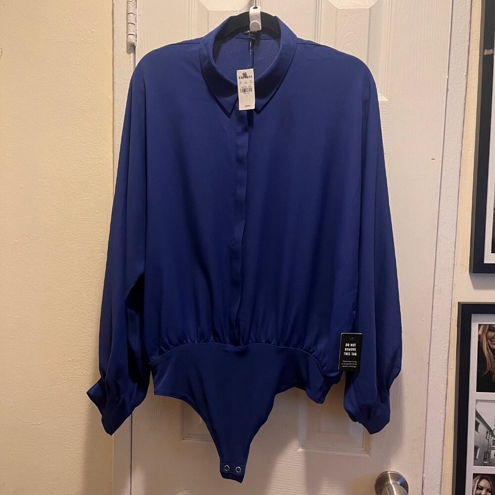 Express Bodysuit NWT Royal Blue Long Sleeve